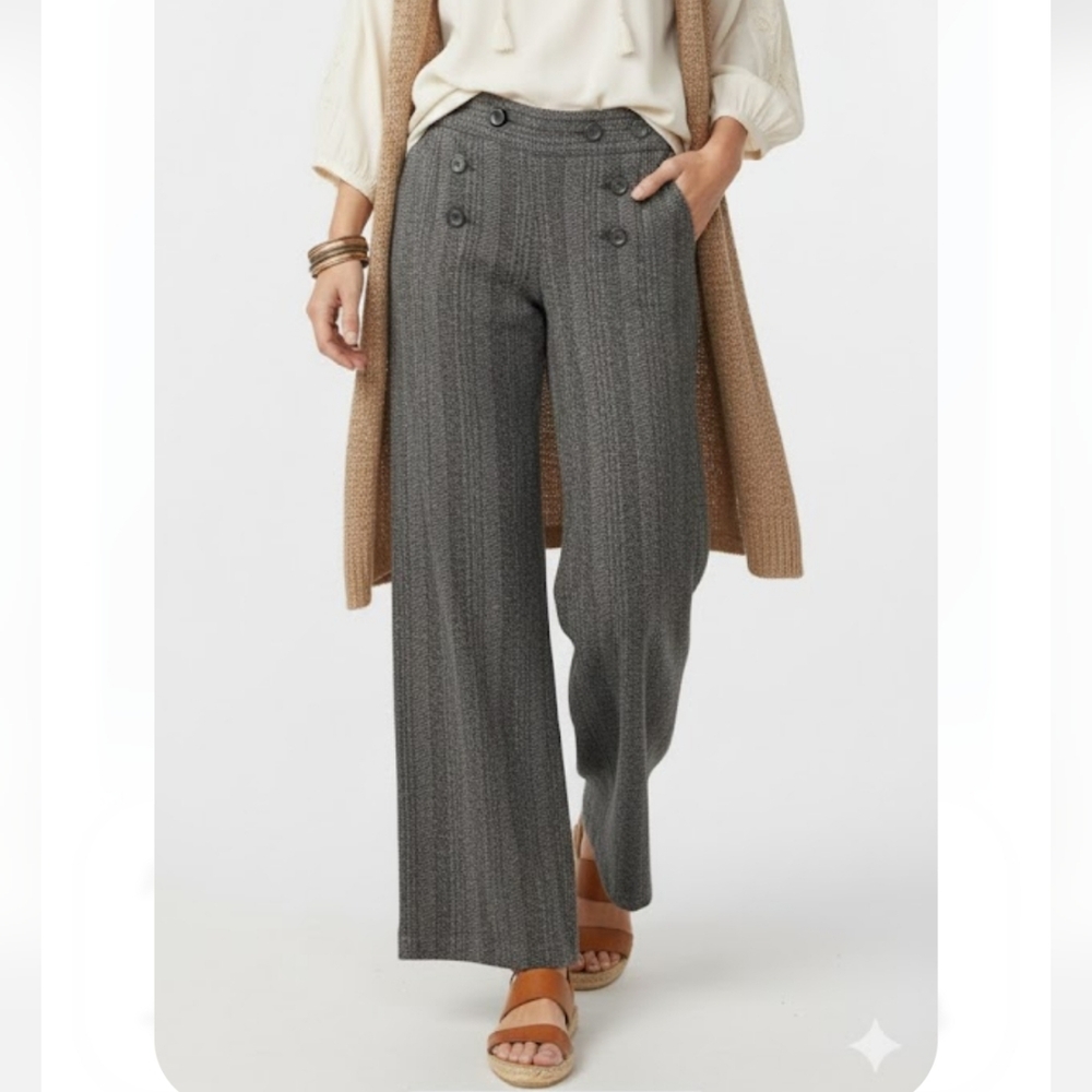 Max Studio Gray Tweed Sailor Trousers Wide Leg Y2K Office Business  4